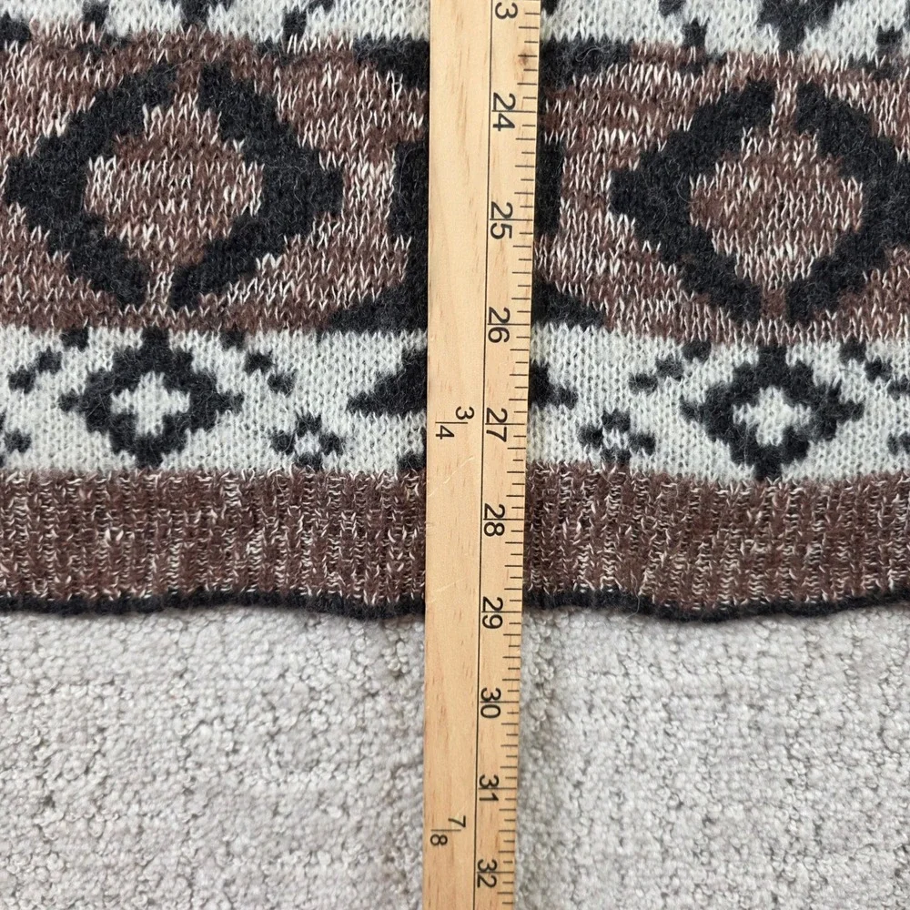 Free People Womens Small Brown Fair Isle Wool Alpaca V-Neck Sweater Tunic Dress